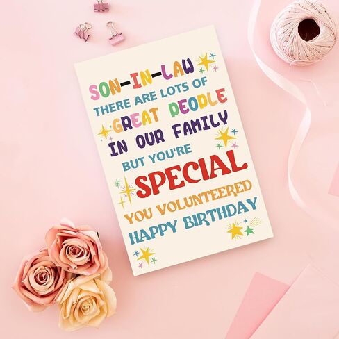 Heartfelt Birthday Greeting Card for Son-in-Law - Special Family Volunteer Appreciation, Birthday Wishes for Anyone, Birthday Card in Saudi Arabia