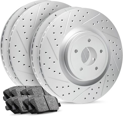 R1 Concepts Front and Rear Brake Kit For 2013-2018 Lexus ES300h, ES350, Toyota Avalon, 2012-2017 Toyota Camry| Drilled Slotted Brake Rotors| Ceramic Brake Pads and Rotors Kit in Saudi Arabia