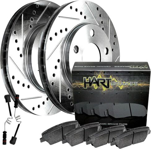 Hart Brakes Front Brakes and Rotors Kit |Front Brake Pads| Brake Rotors and Pads| Ceramic Brake Pads and Rotors |fits 1996-2004 Mercedes-Benz C230, C280, E300, SLK230 in Saudi Arabia