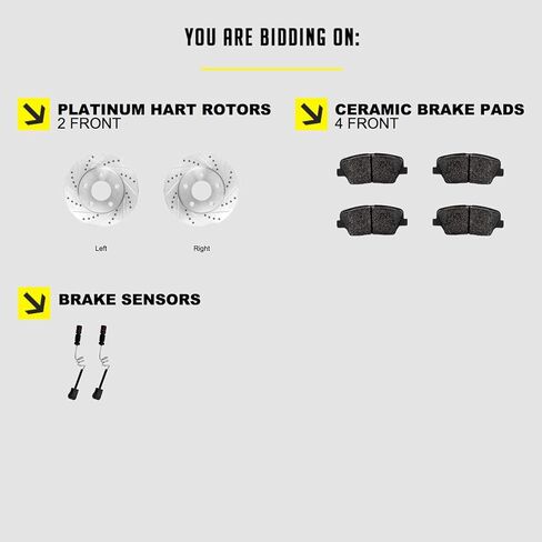 Hart Brakes Front Brakes and Rotors Kit |Front Brake Pads| Brake Rotors and Pads| Ceramic Brake Pads and Rotors |fits 1996-2004 Mercedes-Benz C230, C280, E300, SLK230 in Saudi Arabia