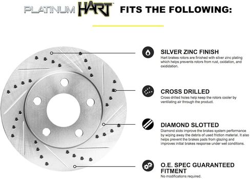 Hart Brakes Front Brakes and Rotors Kit |Front Brake Pads| Brake Rotors and Pads| Ceramic Brake Pads and Rotors |fits 1996-2004 Mercedes-Benz C230, C280, E300, SLK230 in Saudi Arabia