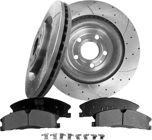 PM Auto Set of 6 Front 352mm Drilled Slotted Brake Disc Rotors-Ceramic Brake Pad Kit Replacement For 2013-2019 Ford Taurus in Saudi Arabia