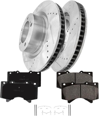 PM Auto Set of 6 Front 355mm Drilled Slotted Brake Disc Rotors-Ceramic Brake Pad Kit Replacement For 2008-2021 Toyota Sequoia in Saudi Arabia