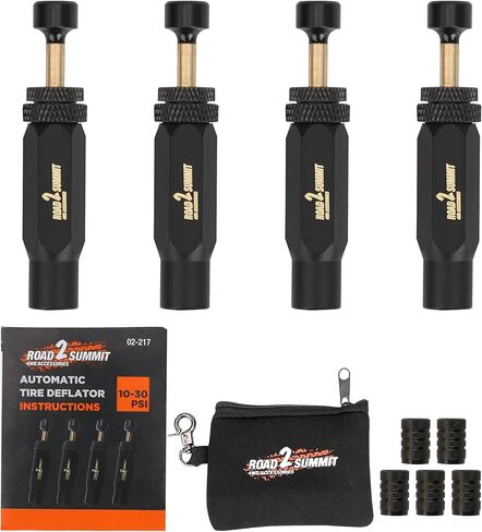 Tire Deflator Kit, 4 PCS Auto-Stop Valve Tool, 10-30 PSI Adjustable Range, Screw-On Tire Air Down Valves, with Storage Pouch, for Off-Road, Truck, SUV, RV, Travel & Repair in Saudi Arabia