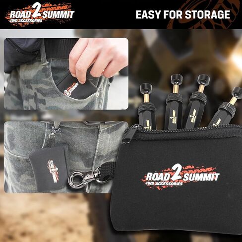 Tire Deflator Kit, 4 PCS Auto-Stop Valve Tool, 10-30 PSI Adjustable Range, Screw-On Tire Air Down Valves, with Storage Pouch, for Off-Road, Truck, SUV, RV, Travel & Repair in Saudi Arabia