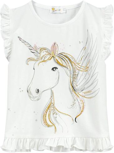 Toddler Baby Girl Short Sleeve Giraffe T-Shirt Ruffle Sleeve Cotton Unicorn Tank Tops Tee in Saudi Arabia
