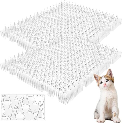 16 x 13 Inch Clear Cat Scat Mat with Spikes Outdoor, Cat Deterrent Spikes Mat with 50 Stickers(10 Packs) in Saudi Arabia
