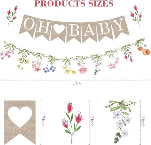 لافتة أطفال من الخيش بطول 6 أقدام من أجل زينة استحمام الطفل على شكل زهرة برية، لافتات أطفال على شكل زهور، لوازم حفلات حديقة الزهور البرية للفتيات in Kuwait