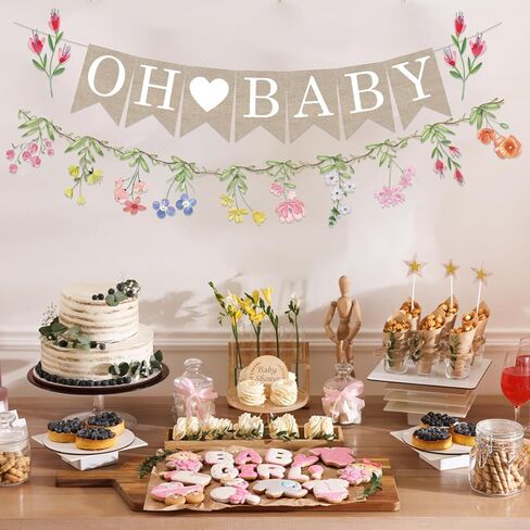 لافتة أطفال من الخيش بطول 6 أقدام من أجل زينة استحمام الطفل على شكل زهرة برية، لافتات أطفال على شكل زهور، لوازم حفلات حديقة الزهور البرية للفتيات in Kuwait