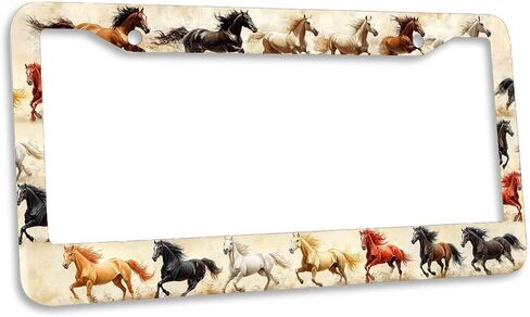 Wild Horse License Plate Frame Animals Herd Gallop Desert Dust Vintage Personalise Metal Car Plates Funny License Plate Frames Decorative for Men Women 6 X 12 Inch with Screws in Saudi Arabia