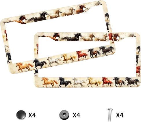 Wild Horse License Plate Frame Animals Herd Gallop Desert Dust Vintage Personalise Metal Car Plates Funny License Plate Frames Decorative for Men Women 6 X 12 Inch with Screws in Saudi Arabia