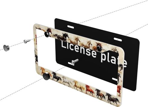 Wild Horse License Plate Frame Animals Herd Gallop Desert Dust Vintage Personalise Metal Car Plates Funny License Plate Frames Decorative for Men Women 6 X 12 Inch with Screws in Saudi Arabia