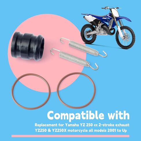 3JE-14615-00-00 Expansion Chamber to Silencer Coupler Seal and Spring Kit Replacement for Yamaha YZ 250 cc 2-Stroke Exhaust YZ250 & YZ250X Motorcycle 2001 & Up Replace 3JE-14615-01-00 in Kuwait