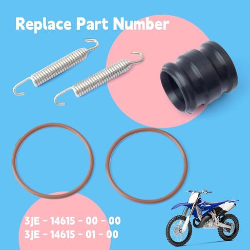 3JE-14615-00-00 Expansion Chamber to Silencer Coupler Seal and Spring Kit Replacement for Yamaha YZ 250 cc 2-Stroke Exhaust YZ250 & YZ250X Motorcycle 2001 & Up Replace 3JE-14615-01-00 in Kuwait
