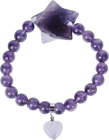 Nupuyai Handmade Star Crystal Strand Bracelet for Unisex Healing Crystal Love Heart Charm Bracelet for Mediation Protection in Saudi Arabia