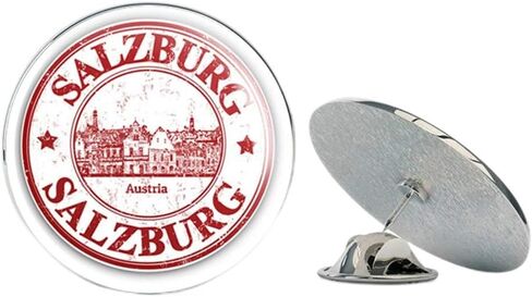 Salzburg City Austria Grunge Rubber Stamp Round Metal 0.75" Lapel Pin Hat Shirt Pin Tie Tack Pinback in Kuwait