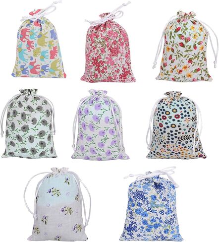 Touchstone Drawstring Bags Traditional Indian Handcrafted in Elephant Pattern Brocade fabric. Perfect for Gifts Jewelry Weddings Sweet Distribution Set of 20 Vibrant Multicolor Pouches Purses Potli. in Kuwait