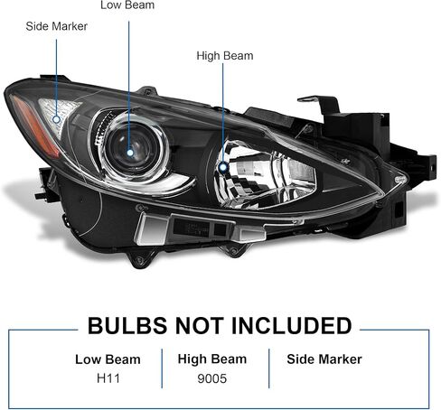 Headlight Assembly Projector Compatible With 2014-2016 14 15 16 Mazda 3 2014 2015 2016 14-16 Mazda 3 Passenger Side And Driver Side in Kuwait