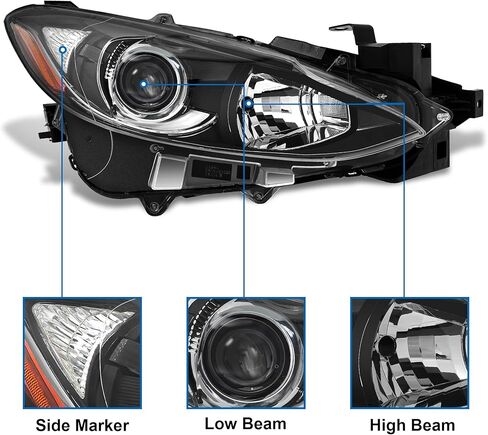 Headlight Assembly Projector Compatible With 2014-2016 14 15 16 Mazda 3 2014 2015 2016 14-16 Mazda 3 Passenger Side And Driver Side in Kuwait