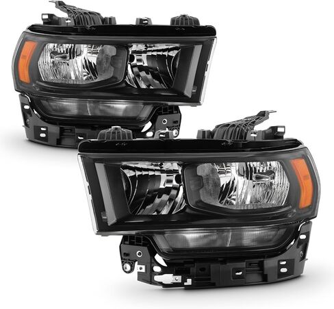 AKKON - Fit 2019 2020 2021 2022 2023 2024 Dodge Ram 2500|3500 Black Bezel Halogen Type Headlight Headlamp OE Style Driver - Passenger Direct Replacement in Saudi Arabia