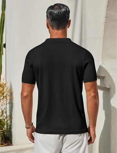COOFANDY Men's Knit Button Down Shirts Short Sleeve Polo Shirt Casual Vacation Summer Beach Shirts in Saudi Arabia