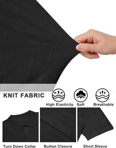 COOFANDY Men's Knit Button Down Shirts Short Sleeve Polo Shirt Casual Vacation Summer Beach Shirts in Saudi Arabia