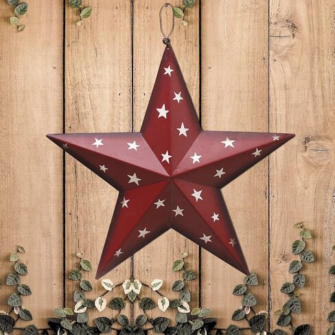 E-view Metal Barn Star ديكور منزلي وطني بدائي داخلي وخارجي فن جداري ريفي معلق نجوم ديكورات للجدران سياج الشرفة منزل يوليو من الديكور الرابع in Kuwait