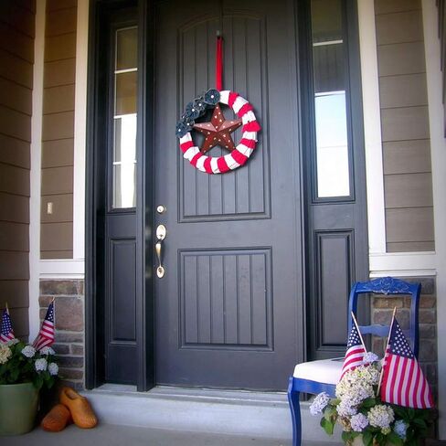 E-view Metal Barn Star ديكور منزلي وطني بدائي داخلي وخارجي فن جداري ريفي معلق نجوم ديكورات للجدران سياج الشرفة منزل يوليو من الديكور الرابع in Kuwait