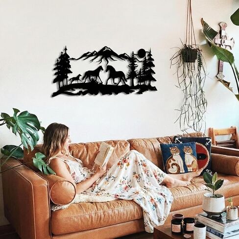 DEKADRON Metal Wall Decor, Horse Family,Home Decoration,Wall Sign, Metal Wall Art, Interior Decoration, Indoor Outdoor Hangings (*30" W x 13" H / 75x33 cm) in Kuwait
