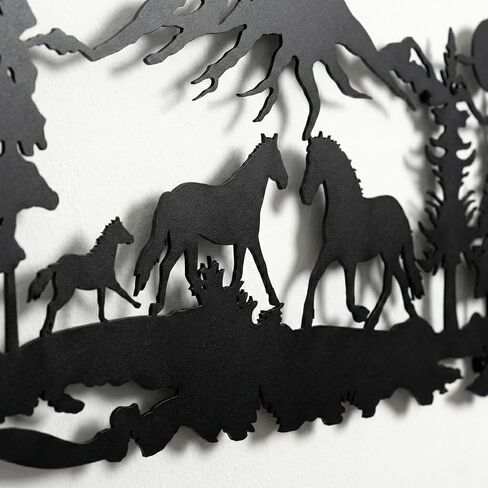 DEKADRON Metal Wall Decor, Horse Family,Home Decoration,Wall Sign, Metal Wall Art, Interior Decoration, Indoor Outdoor Hangings (*30" W x 13" H / 75x33 cm) in Kuwait