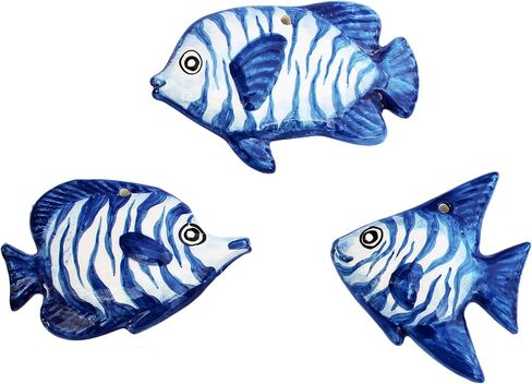 Cactus Canyon Ceramics Spanish 3-Piece Fish Wall Hanger Set, Dory Blue in Saudi Arabia