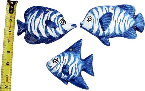 Cactus Canyon Ceramics Spanish 3-Piece Fish Wall Hanger Set, Dory Blue in Saudi Arabia