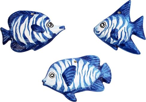 Cactus Canyon Ceramics Spanish 3-Piece Fish Wall Hanger Set, Dory Blue in Saudi Arabia