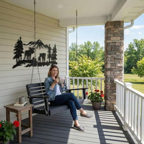 Metal Wall Art, Moose Art, Nature Wall Art, Tree Decor, Home Living Room Wall Decoration (24"W x 10"H / 60x26 cm) in Kuwait