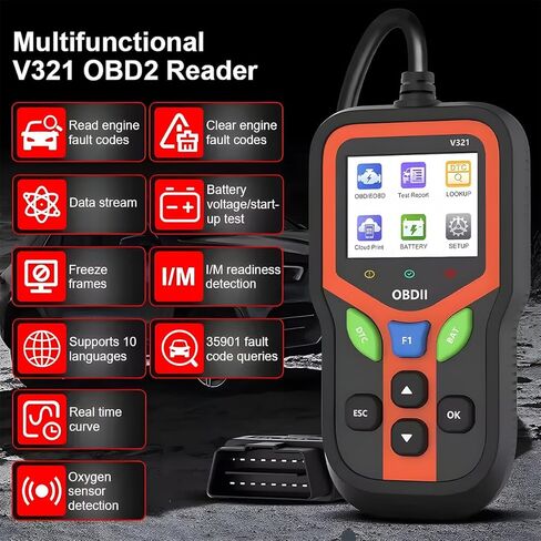 OBD2 Car Scanner Diagnostic Tool, V321 Vehicle Check Engine Fault Code Reader with Reset, Automotive OBD II Diagnostic Scan Tool, Universal for SUV Caravan Sedan in Saudi Arabia