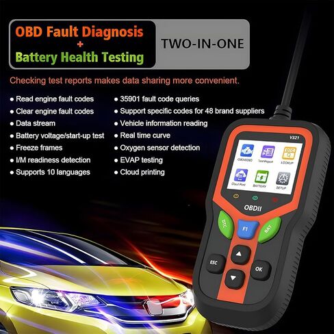 OBD2 Car Scanner Diagnostic Tool, V321 Vehicle Check Engine Fault Code Reader with Reset, Automotive OBD II Diagnostic Scan Tool, Universal for SUV Caravan Sedan in Saudi Arabia
