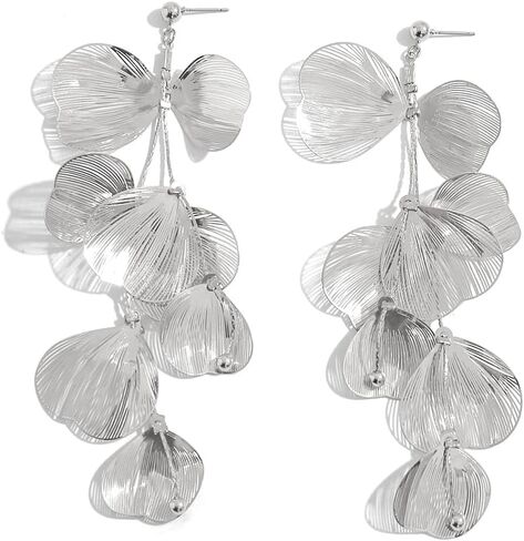 JOYAGIFT Gold Ginkgo Biloba Flower Hollow Drop Earrings Chunky Gold Statement Earrings Trendy Floral Dangle Earrings Exaggerated Jewelry Gifts for Women in Kuwait