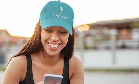 Christian Stronger Together Nails Iron Sharpens Iron Proverbs 27:17 قبعة سائق الشاحنة مطرزة شبكيًا من الخلف، فحمي/أزرق نيون in Saudi Arabia