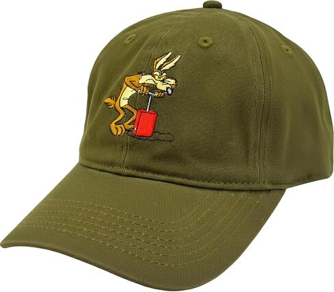 Looney Tunes Baseball Cap, Wile E. Coyote and Road Runner Adult Adjustable Cotton Dad Hat with Curved Brim for Men and Women, Olive, One Size in Saudi Arabia