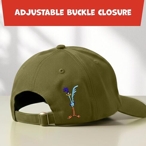 Looney Tunes Baseball Cap, Wile E. Coyote and Road Runner Adult Adjustable Cotton Dad Hat with Curved Brim for Men and Women, Olive, One Size in Saudi Arabia