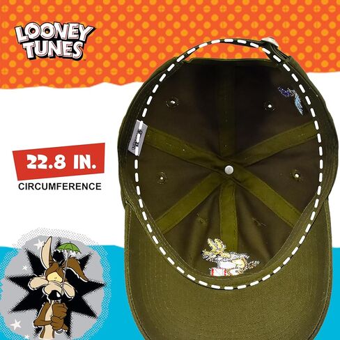 Looney Tunes Baseball Cap, Wile E. Coyote and Road Runner Adult Adjustable Cotton Dad Hat with Curved Brim for Men and Women, Olive, One Size in Saudi Arabia