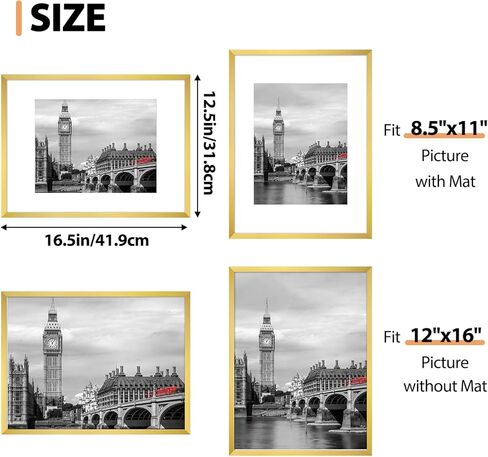 Fixwal 12x16 Poster Frame Set of 6 with Shatter Resistant Plastic Glass, Thin Border and Light Weight Photo Frames for Wall Decor Diamond Art, Gold in Kuwait