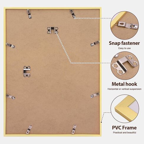 Fixwal 12x16 Poster Frame Set of 6 with Shatter Resistant Plastic Glass, Thin Border and Light Weight Photo Frames for Wall Decor Diamond Art, Gold in Kuwait