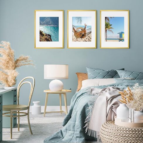 Fixwal 12x16 Poster Frame Set of 6 with Shatter Resistant Plastic Glass, Thin Border and Light Weight Photo Frames for Wall Decor Diamond Art, Gold in Kuwait