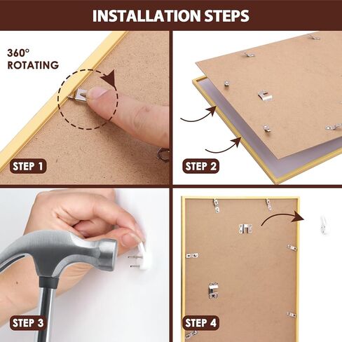 Fixwal 12x16 Poster Frame Set of 6 with Shatter Resistant Plastic Glass, Thin Border and Light Weight Photo Frames for Wall Decor Diamond Art, Gold in Kuwait