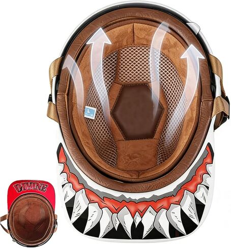 Motorcycle Helmet Liner for Baseball Cap Motorcycle Half Helmet - Replaceable Motorcycle Helmet Padding Removable and Washable Padding, Brown(Helmet not Included) in Saudi Arabia
