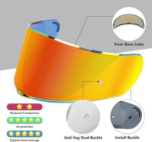 XINGWU Motorcycle Helmet Visor for Sedici Strada 2 Strada 3 LS2 FT2 VECTOR FF801 FF397 with Anti-fog Rainproof Helmet Film Face Shield Motorcycle Helmet Accessories Visor Replacement (Red) in Saudi Arabia