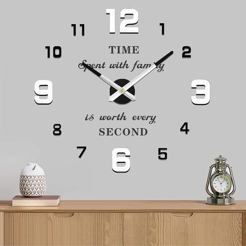 VANGOLD Frameless DIY Wall Clock 3D Mirror Wall Clock Large Mute Wall Stickers for Living Room Bedroom Home Decorations in Kuwait