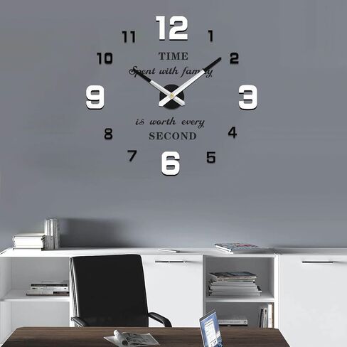 VANGOLD Frameless DIY Wall Clock 3D Mirror Wall Clock Large Mute Wall Stickers for Living Room Bedroom Home Decorations in Kuwait
