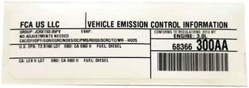 Mopar 68366300AA LABEL VEHICLE EMISSION CONTROL IN in Saudi Arabia